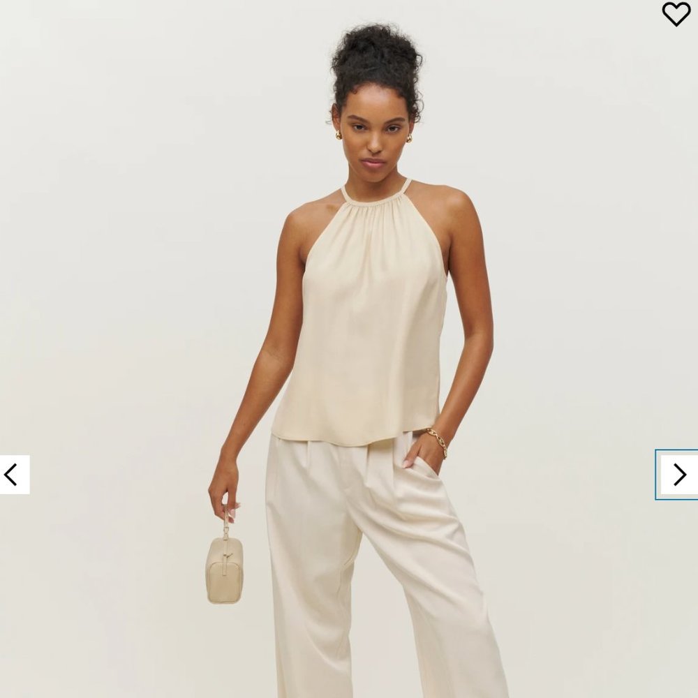 NWT Reformation Chantria Top Ivory Size M 100% Silk